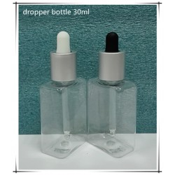 方形 PET30ML滴管瓶 鍍銀旋蓋，黑白膠頭，大量現(xiàn)貨
